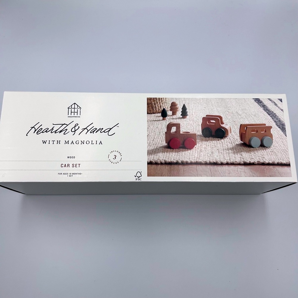 Hearth & Hand with Magnolia Wood Car Set 3 Piece Toddler Toy New